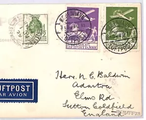 DENMARK 25o GB *PUC* ½d Air Mail AEROPLANE Postcard 1929 Sutton Coldfield YX139 - Picture 1 of 12