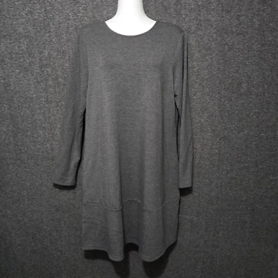 Vestido Pure Jill Mujer Gris Medio Lujo Tejido Tencel Cambio Salón Bolsillos J Jill Foto 1 de 4