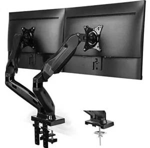 HUANUO Dual Monitor Stand for 13 to 30 Inch Screens, Dual Monitor Arm Desk Mount - Picture 1 of 7