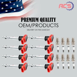 8 Ignition Coil + 8 Spark Plug for 07-15 Audi Q7 R8 S5 A6 Quattro 4.2L V8 UF529 - Picture 1 of 10