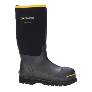 New Dryshod Unisex Steel-Toe Hi Cut Black/Yellow Boot - Picture 1 of 8