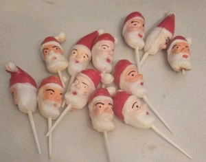 Weihnachtsmann Cupcake Topper Vintage Tortendeko Kunststoff Weihnachten 12 Nikolausköpfe - Bild 1 von 9