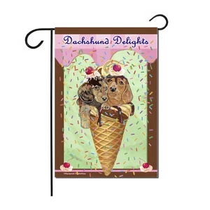 Dachshund Delights Ice Cream Cone Garden Flag, Double-Sided 12" X 18" Yard Decor - Picture 1 of 1