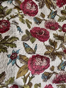 Les Papillons Kenar Home Vibrant Floral Butterfly Print Quilt Coverlet Boho - Picture 1 of 7