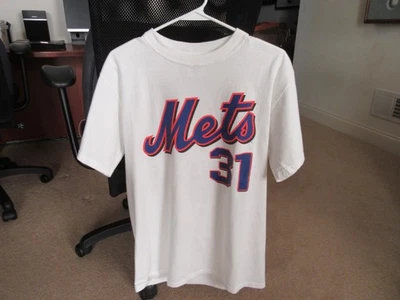 纽约大都会队衬衫男式中号白色美国职棒大联盟棒球 Mike Piazza 31 Majestic T 恤 — 第 1/4 张图片