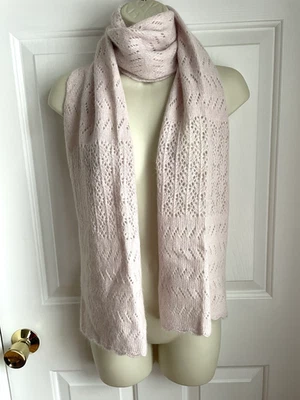 Cachecol Anne Klein AK malha rosa Pointelle lã angorá vintage Y2K doce quente - Imagem 1 de 4