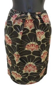 Gonna HOSS INTROPIA In Cotone E Seta Marrone Con Motivi Di Fiori Taglia 34 FR - Picture 1 of 5