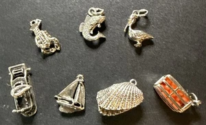 Lote de 7- Dijes Náuticos Vintage Plata de Ley Dijes Marítimos 12,8 Gramos - Imagen 1 de 21
