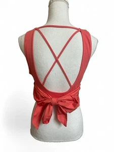 NWT Free People Women's M  Tie Back Cropped Tank Floral Appliqué Coral $68 NEW - Picture 1 of 6