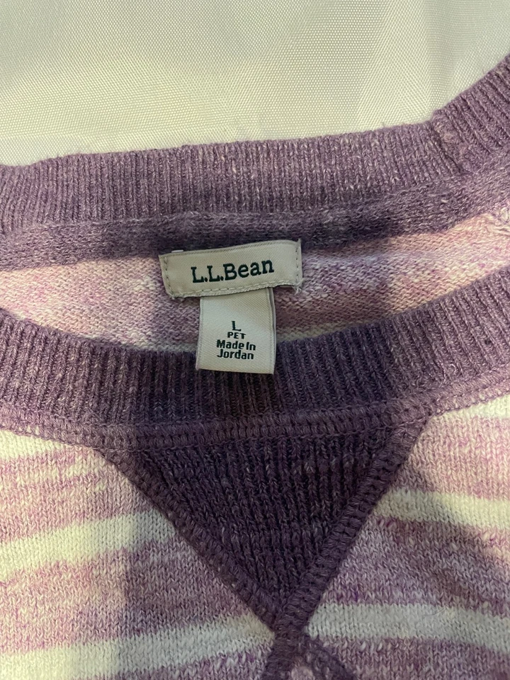 Suéter LL Bean Mujer L Púrpura Tejido Pullover Cuello Redondo Exterior Foto 1 de 2