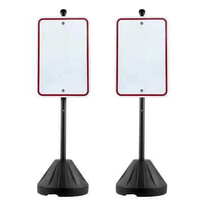 Poste de letrero de hierro fundido soporte de letrero portátil de canal en U de 5 pies con ruedas negro Foto 1 de 4