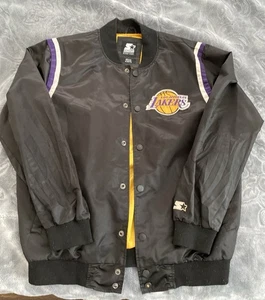 Vintage NBA Starter Authentic Los Angeles Lakers Black Satin Jacket Size XL - Picture 1 of 6