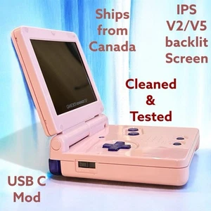 Consola portátil Gameboy Advance SP IPS V2/V5 retroiluminada rosa claro personalizada, USB C - Imagen 1 de 13
