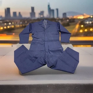 ✅VTG Truval Made In USA Blue Denim Jean Mechanic Coveralls Mens Workwear 42R NEW - Picture 1 of 8