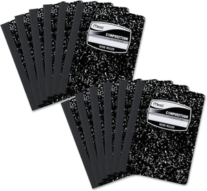 Black Marble Composition Notebooks 12 Pack Wide Ruled 7.5x9.75 Inch 100 Sheet Bo - Picture 1 of 12