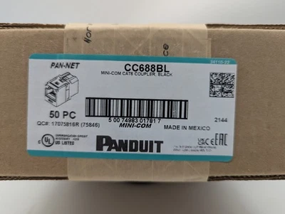 NEW 50pc Panduit Mini-Com Cat6 Black Coupler Module RJ45 CC688BL - Image 1 of 2
