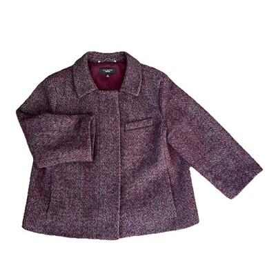 Talbots Tweed Sz 18 Wool Blend Jacket Womens Purple Preppy Business Core Blazer - Image 1 of 4