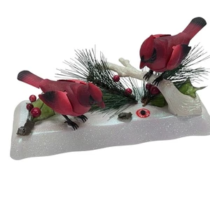 HOME FOR THE HOLIDAYS Roboter Kardinal Vögel bewegen sich singen auf Ast Lichter funktioniert - Bild 1 von 4