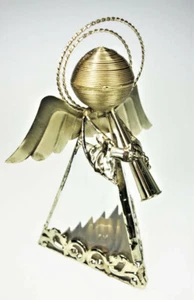 Engel 8" Teelite Licht Kerzenhalter Trompete Glas & Metall Weihnachten Hochzeit - Bild 1 von 7