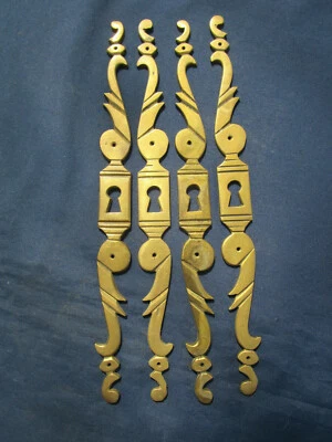 4 entrées de serrure laiton épais portes meuble style Louis XV hauteur 28,5 cm - Photo 1/4