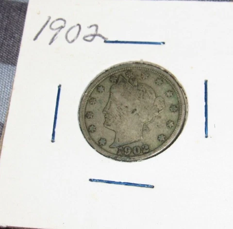 Pre-WWI War Era 1902 With Cents Liberty V Nickel , 5 cent coin Cover