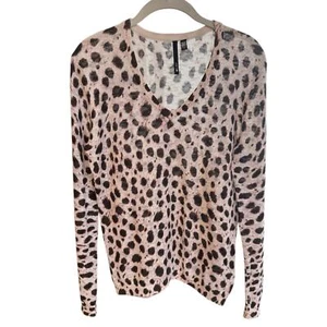 Joe’s Women’s Linen/Cotton Leopard Print Lightweight V-Neck Sweater, Size XS - Picture 1 of 10