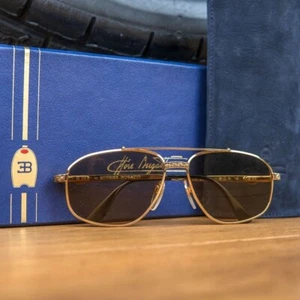 1990s Ettore Bugatti Sonnenbrille EB 504/S - 24kt vergoldet Vintage Sunglasses - Bild 1 von 9