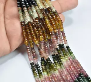 Perline di pietra preziosa sfaccettata multi tormalina naturale 13 pollici 1 fila 4 mm - Foto 1 di 6