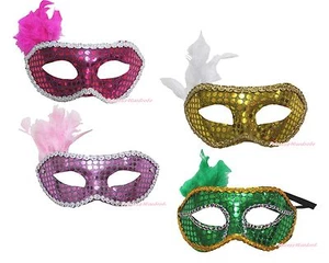 Mardi Gras Halloween Party Bling Sequin Face Eye Mask Kids Adult Costume Cosplay - Picture 1 of 5