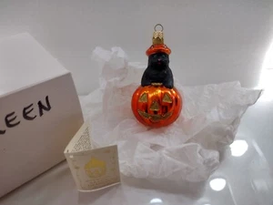 BREEN BLACK CAT / PUMPKIN HALLOWEEN & CHRISTMAS ORNAMENT HAND MADE IN POLAND HTF - Picture 1 of 21