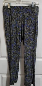 Womens Chico's Rayon Spandex Black & Blue Floral Leggings Yoga Pants Sz 0P US 4P - Picture 1 of 7