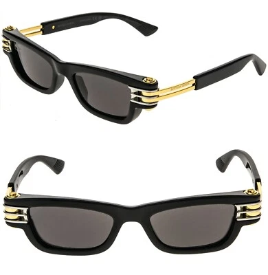 Gafas de sol BOTTEGA VENETA BOLT BV1308S doradas negras estrechas unisex de metal 1308 001 Foto 1 de 4