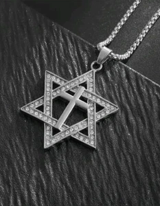 Cadena de acero inoxidable Regalo Para Hombres estrella De David Amuleto Suerte - Picture 1 of 4