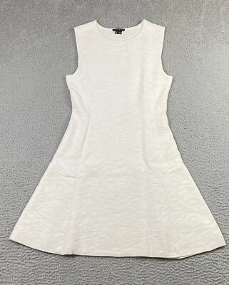 Theory Dress Womens Small White Sleeveless Fit Flare Texture Stretch Coastal NEW - Image 1 of 4