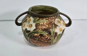 Vaso squat vintage Roseville Jonquil due manici 524 4" anni '30 - Foto 1 di 9