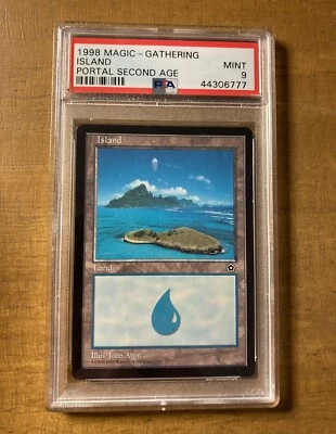 MTG✨ ISLAND ✨Portal Second Age PSA 9 MINT 1998 Vintage LAND Art POP 2 ! - Image 1 of 2
