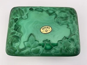 vintage czech malachite glass box rose pattern Hoffman Schlevogt - Picture 1 of 7