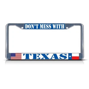 TEXAS NO TE METAS CON Borde de etiqueta de marco de placa de metal de alta resistencia cromado - Imagen 1 de 1