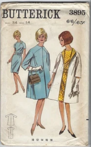 Butterick Sewing Pattern 3895, Vintage Dress, Coat Ensemble, Size 14, Bust 34" - Picture 1 of 3