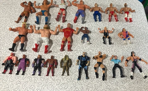 WWF LJN Figure AWA Remco WCW Toy biz Galoob Just Toys Bendems  Lot Cover