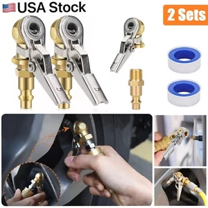 1/2Set 1/4" Closed Ball Tire Chuck Air Chuck Quick Coupling Tire Inflation Chuck - Picture 1 of 14