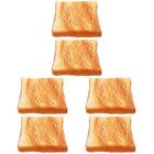  6 pcs Emulation Sliced Bread Adornment PU Toast Slice Model Bakery Bread Slice