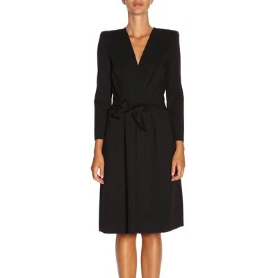 NUEVO CON ETIQUETAS EMPORIO ARMANI Vestido Imitación Envoltura Cintura Corbata Azul Marino EE. UU. 8/44 Italia  Foto 1 de 4