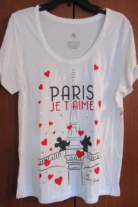 Nuevo Top Disney Parks Epcot Paris Split SS Grande Algodón Poli Busto 40 Largo 27.5 - Imagen 1 de 6