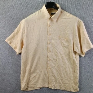 Metropolitan By Lord Taylor Silk Button Up Shirt Mens Large Yellow Light Blue - Picture 1 of 10
