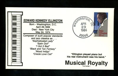 US FDC #2211 Truly Number 1 / LGS 1986 DC Ellington Jazz Music 1st Unofficial - Image 1 of 2