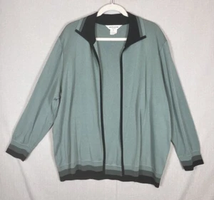 Exklusiv Misook Damen Cardigan Pullover vorne offen Übergröße 3X grün schwarz - Bild 1 von 6