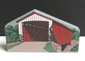 Burr Truss Arch Covered Bridge Series Wood Sculpture Decor 5.75"w Hometowne 1995 - Picture 1 of 4