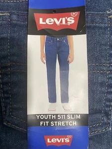 Levi's Performance 511 Slim Jeans Youth Girl Blue Sz 7 Adjustable Waist 5 Pocket - Picture 1 of 5