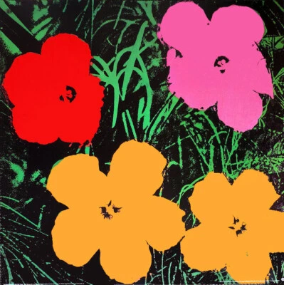 ANDY WARHOL Flowers 1964 Orange Red Pink Official Foundation Print 38 x 38 - Image 1 of 2